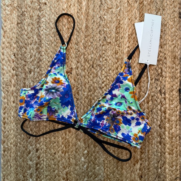NWT! Stella McCartney Multicolor Floral Triangle Bikini Top - Picture 1 of 5